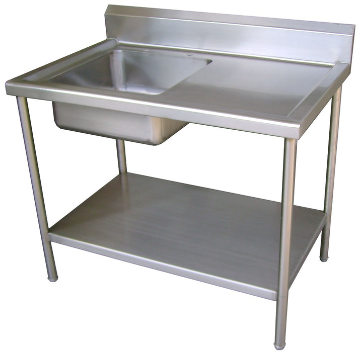 MESA A PARED CON 1 TARJA CON ENTREPANO ACERO INOX 304 MEDIDAS FRENTE 290 FONDO 70 ALTO 90 cm