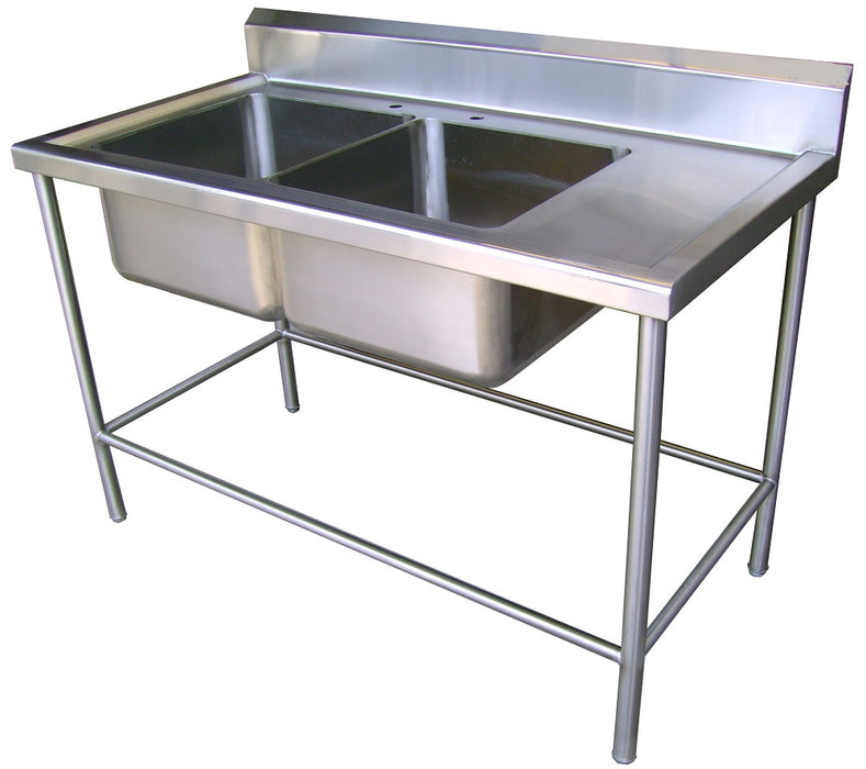 MESA A PARED CON 2 TARJA SIN ENTREPANO ACERO INOX 304 MEDIDAS FRENTE 120 FONDO 70 ALTO 90 cm