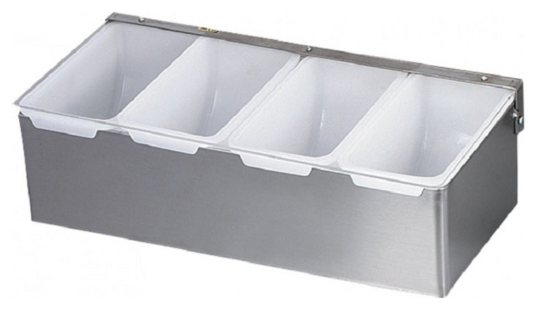 ORGANIZADOR DE CONDIMENTOS 4 COMPARTIMENTOS 30.2 X 14 X 8.9 CM DE ACERO INOX