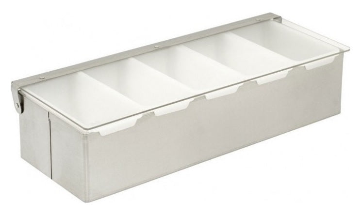 ORGANIZADOR DE CONDIMENTOS 5 COMPARTIMENTOS 37.5 X 14 X 8.9 CM DE ACERO INOX