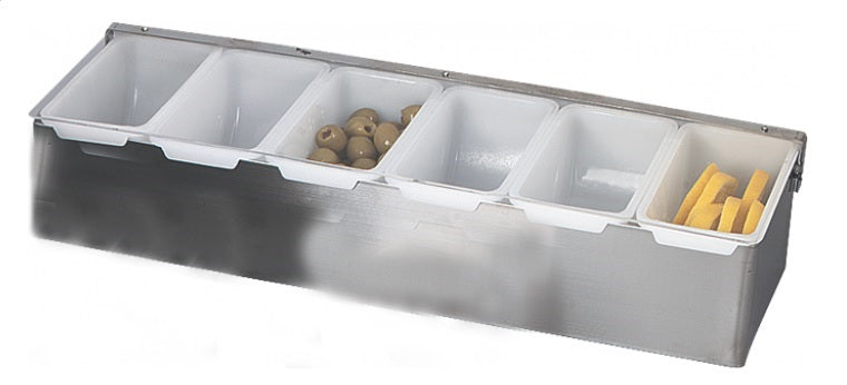 ORGANIZADOR DE CONDIMENTOS 6 COMPARTIMENTOS 45.1 X 14 X 8.9 CM DE ACERO INOX
