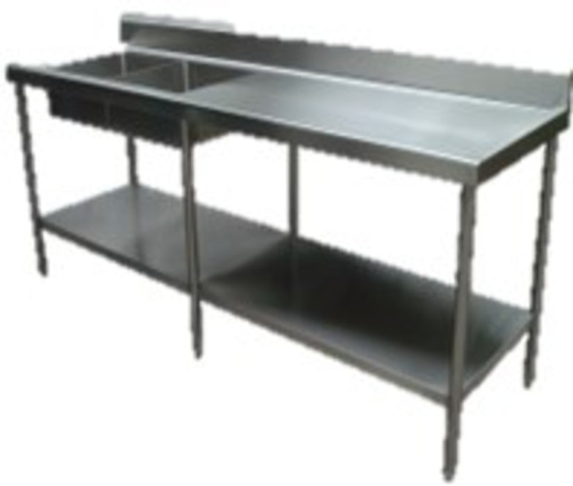 MESA A PARED CON 2 TARJA CON ENTREPANO CERO INOX 304 MEDIDAS FRENTE 200 FONDO 70 ALTO 90 cm