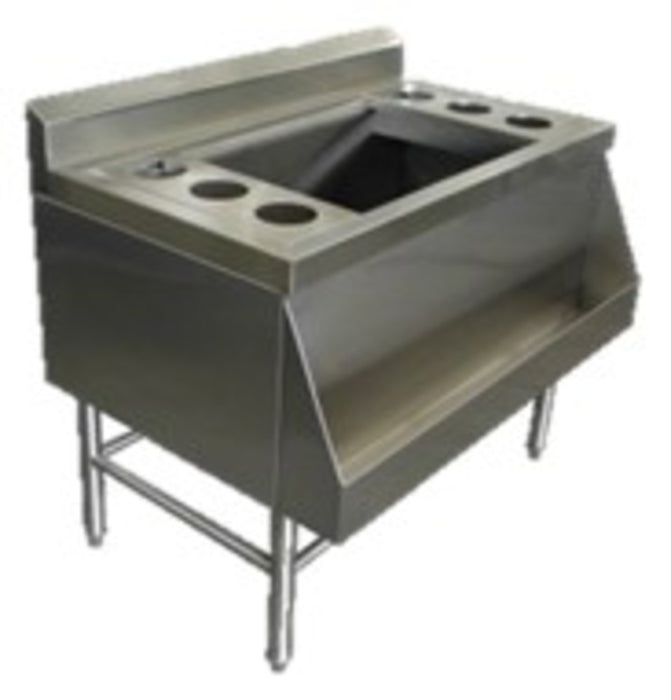 COCTELERA ACERO INOX 304 CON DEPOSITO Y RIEL PARA BOTELLAS MEDIDAS FRENTE 90 FONDO 60 ALTO 75 cm
