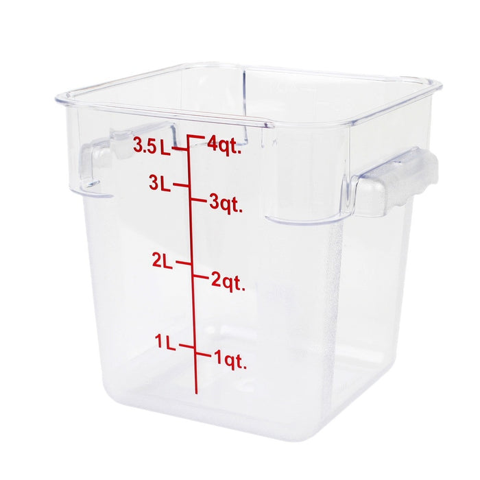 CONTENEDOR CUADRADO 4 qt DE POLICARBONATO TRASPARENTE