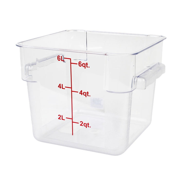 CONTENEDOR CUADRADO 6 qt DE POLICARBONATO TRASPARENTE