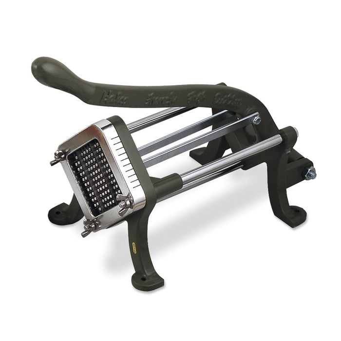 CORTADOR DE PAPAS FRITAS CORTE 1 CM BANDEJA Y CUCHILLAS DE ACERO INOX MANIJA DE HIERRO FUNDIDO
