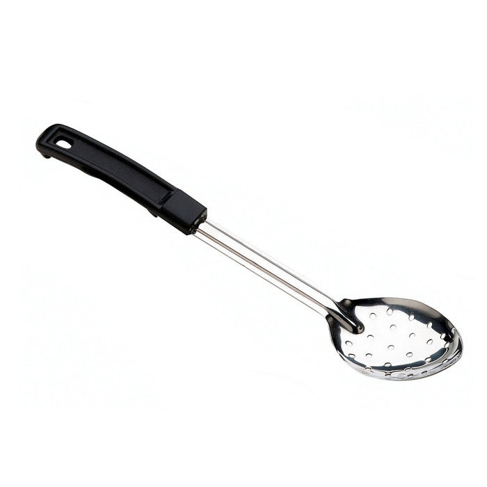 CUCHARA DE SERVICIO PERFORADA 13 / 33 CM DE ACERO INOX MANGO NEGRO