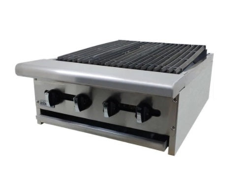 ASADOR DE MESA, DE 24 PULGAS CON SERCHA PERIMETRAL ,PIEDRA VOLCANICA, A GAS, RESTAURANT LINE MOD AECRB-24