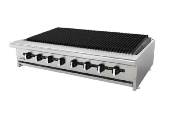 ASADOR DE MESA, DE 48 PULGAS CON SERCHA PERIMETRAL ,PIEDRA VOLCANICA, A GAS, RESTAURANT LINE MOD AECRB-48