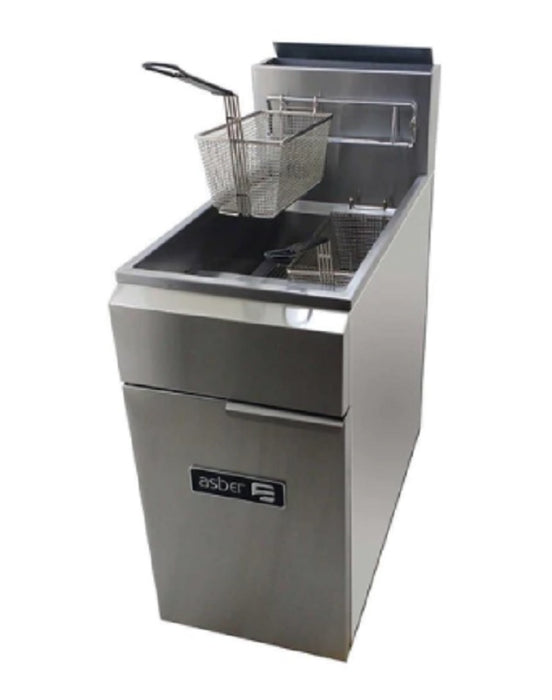 FREIDORA DE 1 TINA, 3 QUEMADORES, 50 LBS DE CAPACIDAD, FULL INOX, A GAS, RESTAURANT LINE MOD AEF-50-S