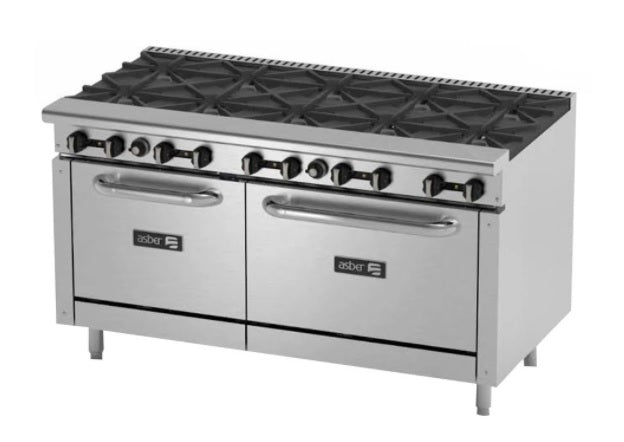 ESTUFA CON DOS HORNOS, DE 24 Y 36 PULGADAS, CON 10 QUEMADORES A GAS, RESTAURANT LINE MOD AER-2-B10-60