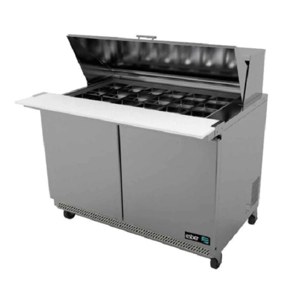 MESA DE PREPARACION PARA SANWICHES Y ENSALADAS, 2 PUERTAS SOLIDA, 48 PULGADAS,MEGA TOP, R290 MOD APTM-48-18 HC