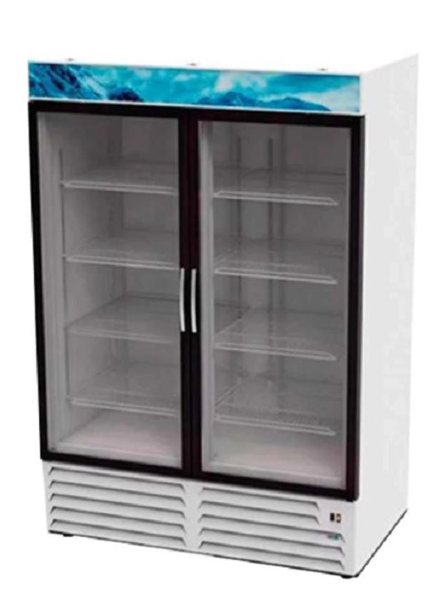 REFRIGERADOR VERTICAL, 2 PUERTAS CRISTAL, CON DISPLAY, 37 PIES,R-290, MERCHANDISER LINE MOD AEMD-37 HC