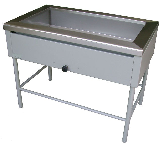 MESA BANO MARIA A GAS A INOX 304 SIN DESLIZADOR NI REPISA CON CAPACIDAD PARA 4 INSERTOS ENTEROS MEDIDAS FRENTE 148 FONDO 76 ALTO 90 cm