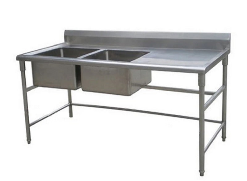 MESA DE TRABAJO CON LAMBRIN ENTREPANO Y 2 TARJA IZQUIERDA 1800 VCA-MELT2I.1800
