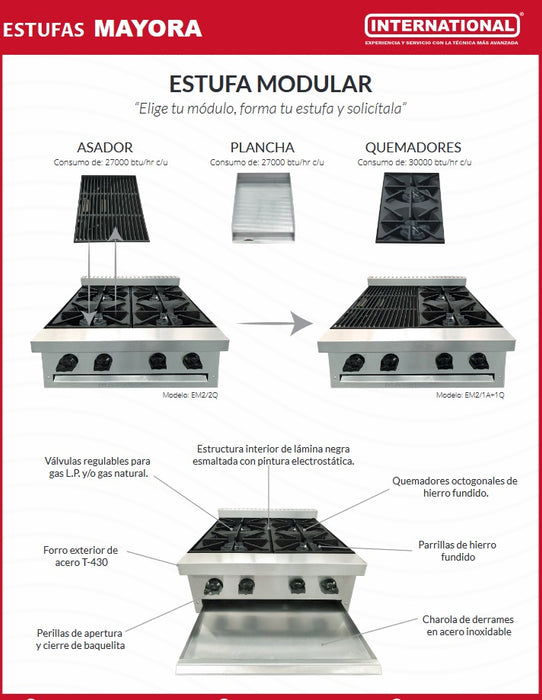 PLANCHA DE MESA Y ASADOR FRENTE 60 CM MAY-EM2-1P-1A